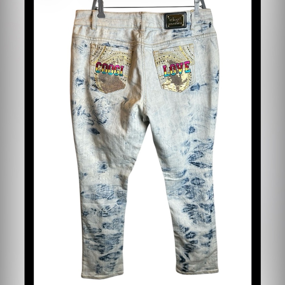 Vintage Coogi Australia Y2K Streetwear Sequin Acid Washed Jeans Size 18W